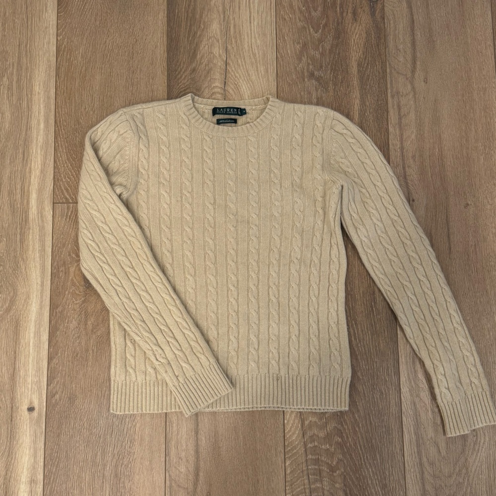 Lauren Ralph Lauren Cashmere Cable-Knit Sweater - size M